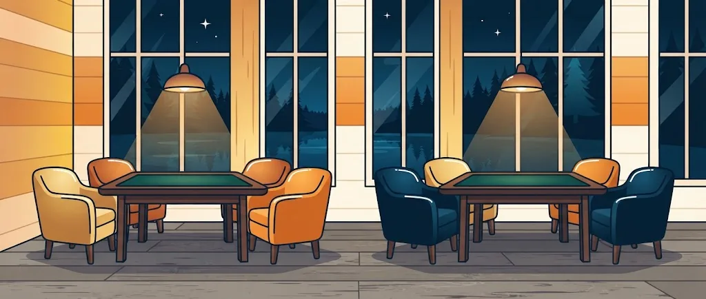 Artist’s impression of the planned hotel casino lounge at the lodge, with card tables and lamps